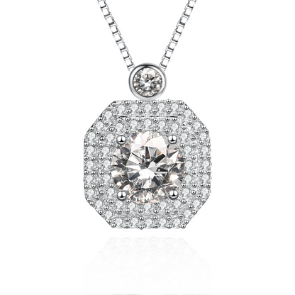 callalove Classic Halo style Moissanite Pendant Necklace for Women