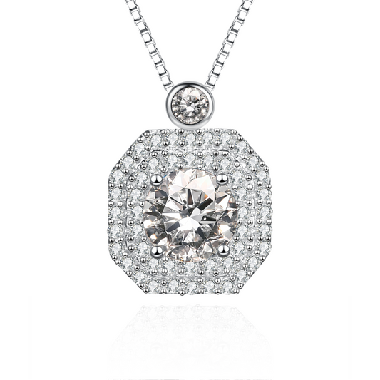 callalove Classic Halo style Moissanite Pendant Necklace for Women