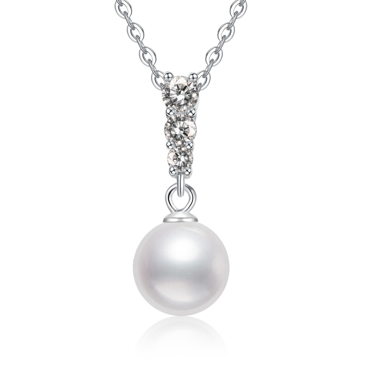 callalove Moissanite Pearl Pendant Necklace for Women, Freshwater Pearl with Sparkling Moissanite
