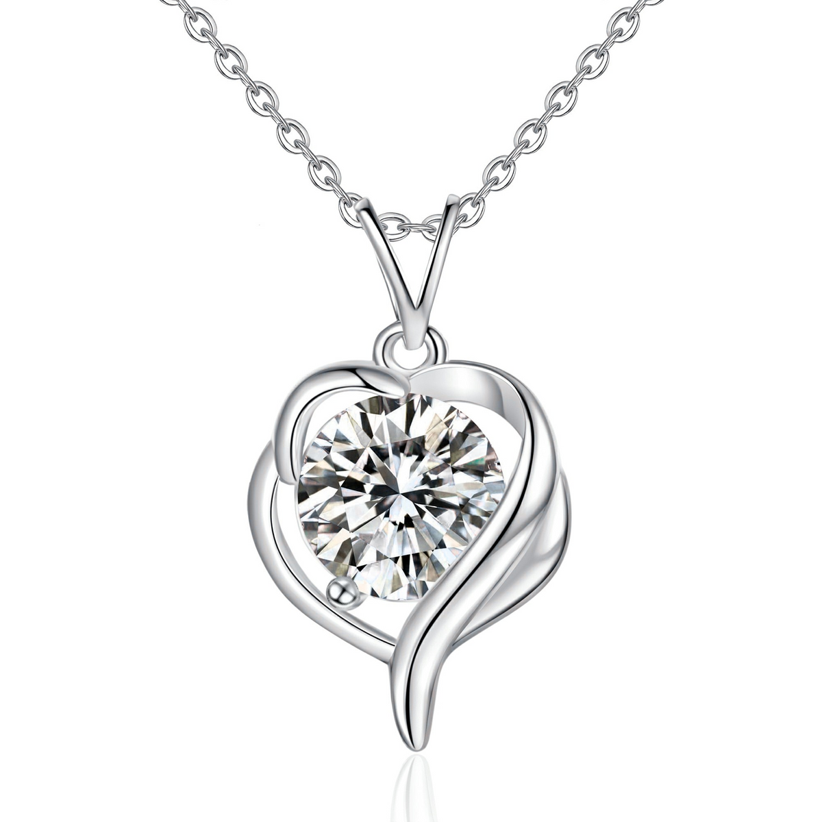 callalove Moissanite Heart Necklace for Women, Minimalist Heart Pendant with Shining Moissanite
