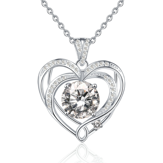 callalove Moissanite 3 Carat Heart Necklace for Women, Mother's Day Gift