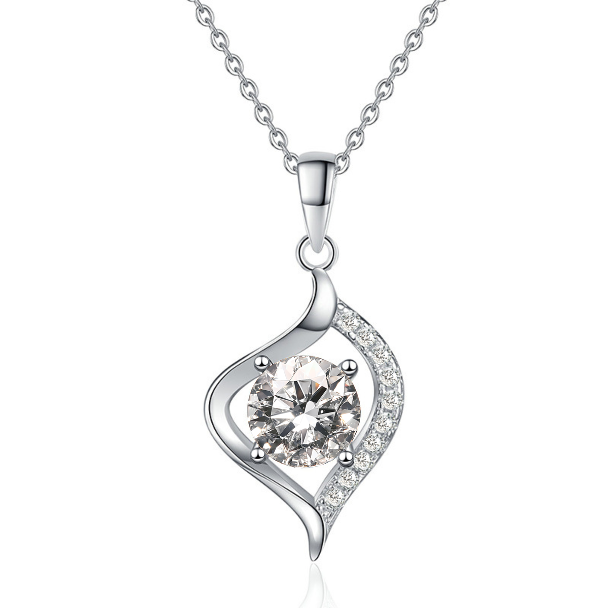 callalove Moissanite Wave Heart Necklace for Women, Mother's Day Gift