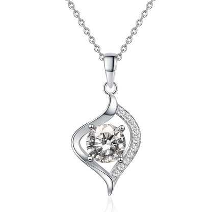 callalove Moissanite Wave Heart Necklace for Women, Mother's Day Gift