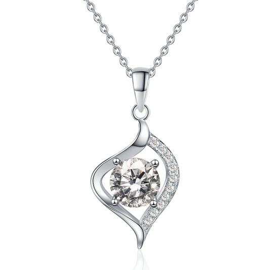 callalove Moissanite Wave Heart Necklace for Women, Mother's Day Gift