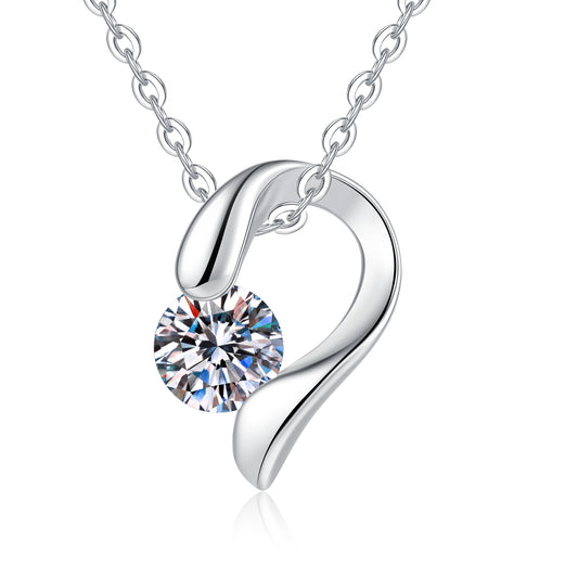 Moissanite Heart Necklace for Women 18-20 Inch Chain