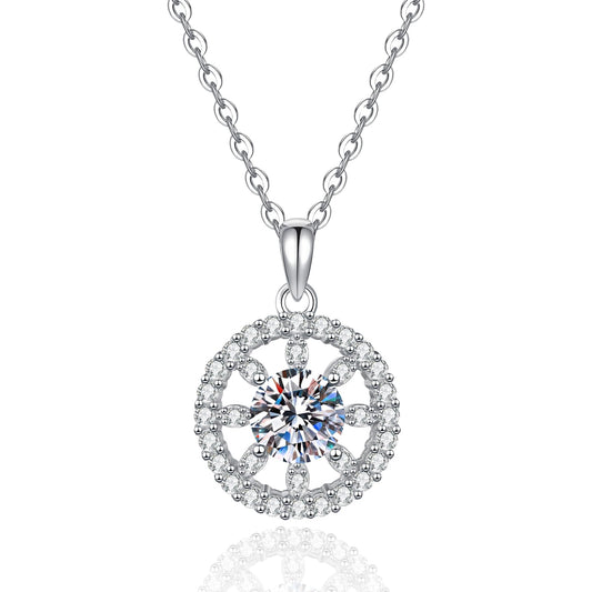 1 Carat Lucky Sun Glowing Moissanite Pendant Necklace