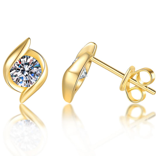 1 Carat Moissanite Earring Studs for Women 14K Gold Earrings