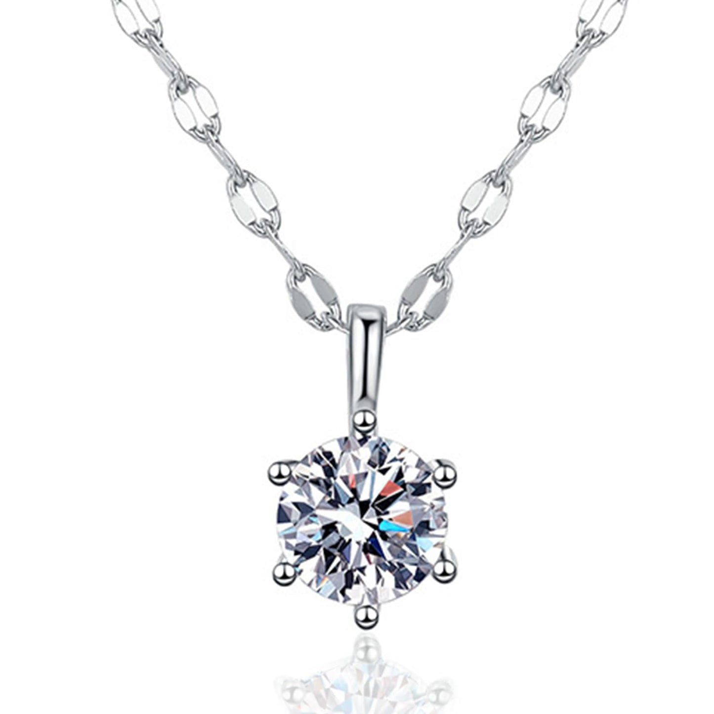 1 Carat Moissanite Pendant for women 925 Sterling Silver Hammered Chain