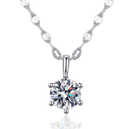 1 Carat Moissanite Pendant for women 925 Sterling Silver Hammered Chain