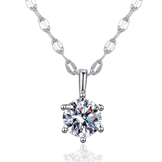 1 Carat Moissanite Pendant for women 925 Sterling Silver Hammered Chain