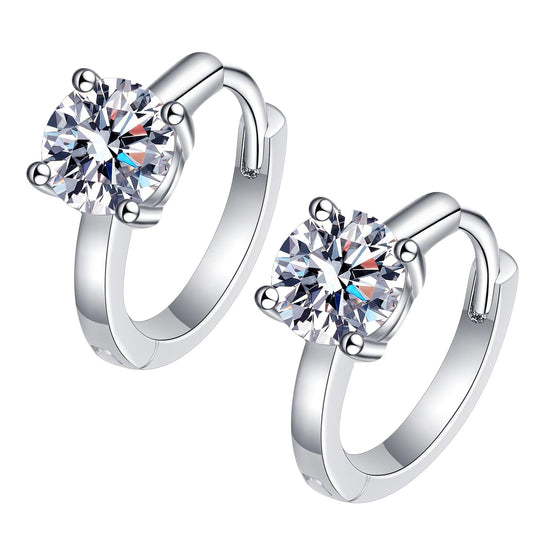 1 Carat D Color Moissanite Hoop Earrings for Women