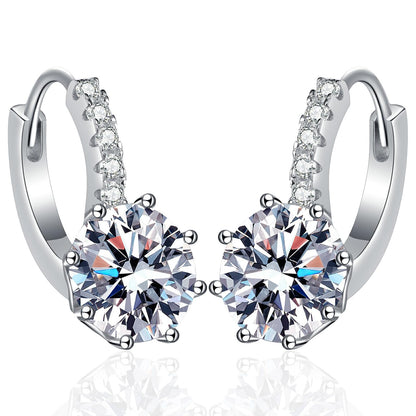 4.0 Carat (2*2) D color Moissanite Hoop Earrings for Women 925 Sterling Silver Earrings