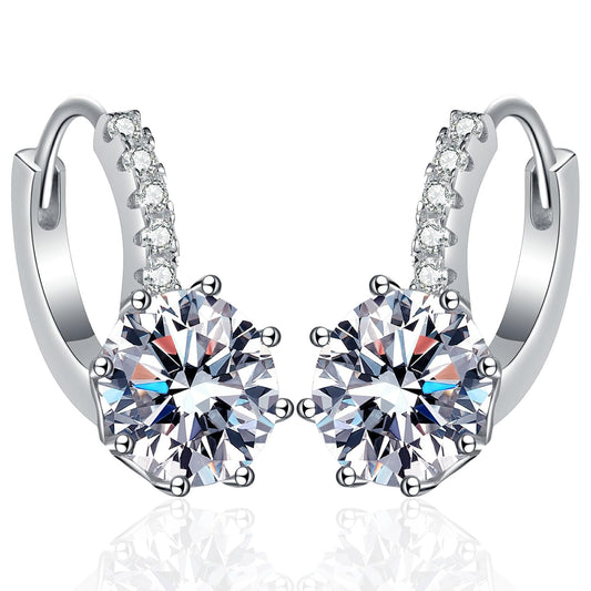 4.0 Carat (2*2) D color Moissanite Hoop Earrings for Women 925 Sterling Silver Earrings