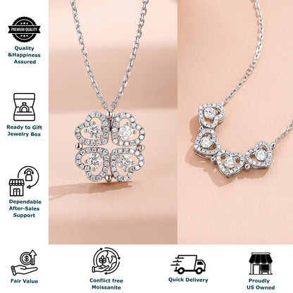2-in-1 Moissanite Pendant Necklace for Women
