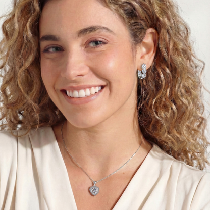 2 Carat Moissanite Necklace for Women, Heart Cut Pendant with Halo Setting