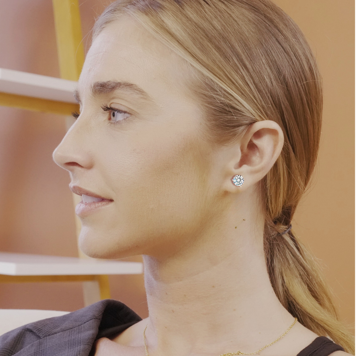 Moissanite Solitaire Stud Earrings for Women Men, 3 Prong 1 Carat Moissanite Stone, Simple Design, 925 Sterling Silver, Easy On & Off Ball Screw Back