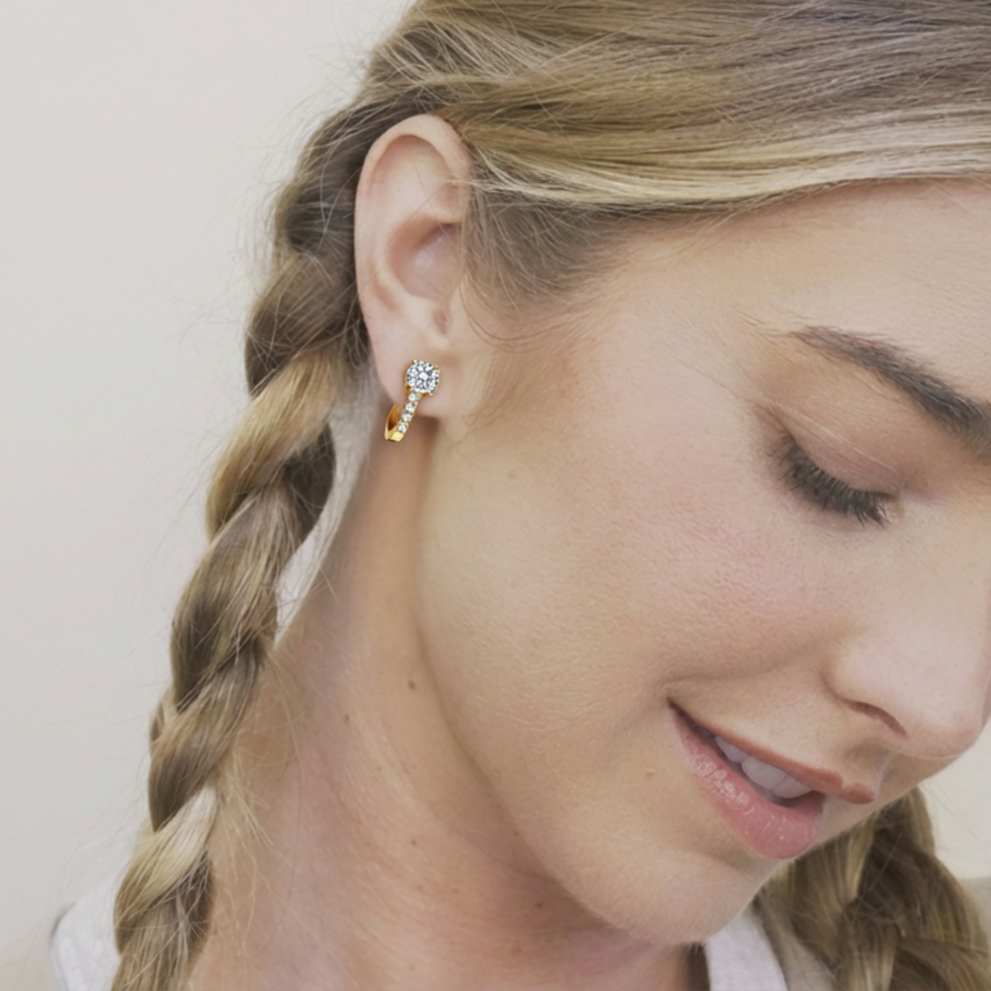 Moissanite Hoop Silver Gold Earring for Women - 0.5 Carat Round Cut Hoop Earrings