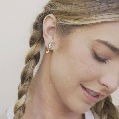 Moissanite Hoop Silver Gold Earring for Women - 0.5 Carat Round Cut Hoop Earrings