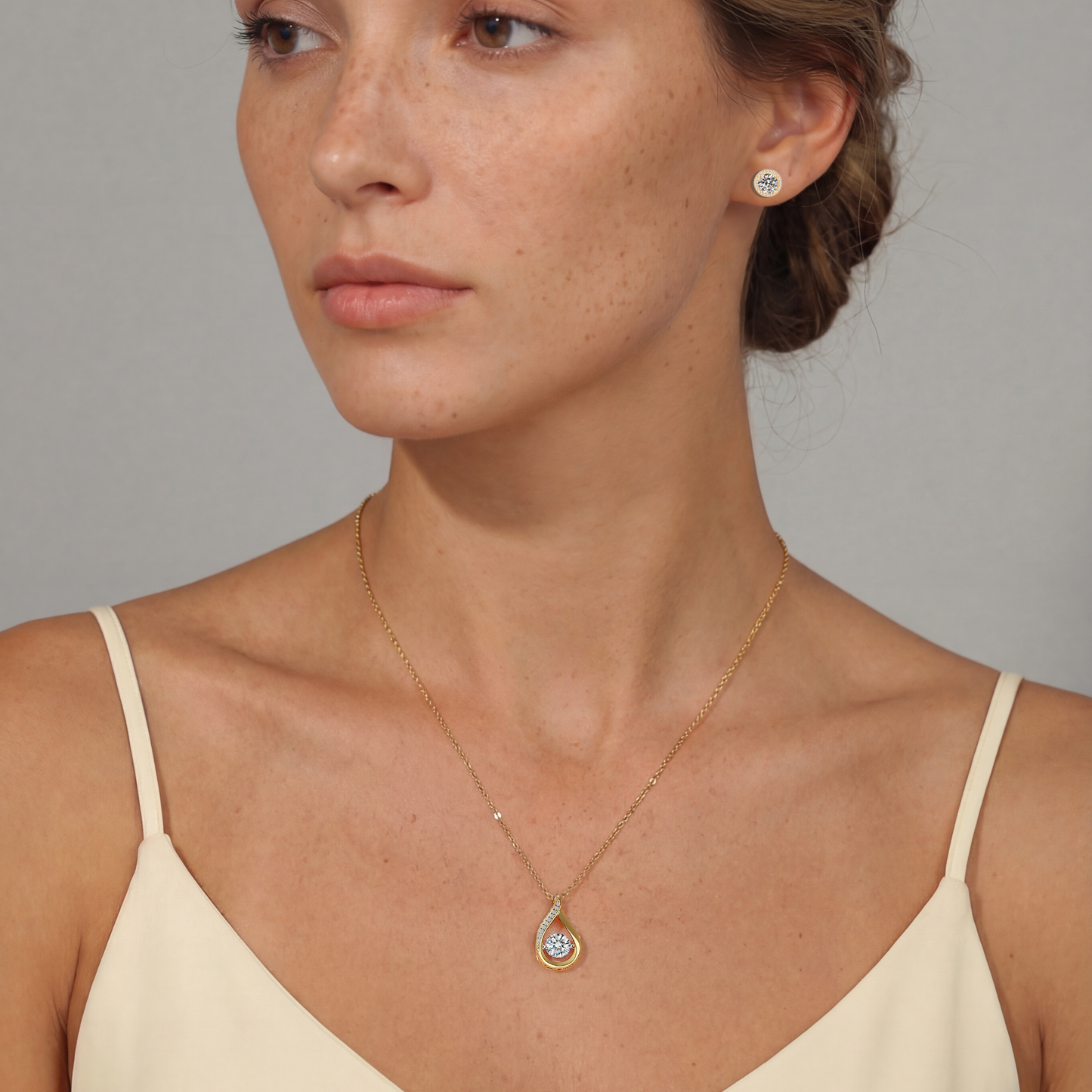 Callalove Gold Moissanite Stud Earrings for Women Men, 1ct*2 Halo Solitaire