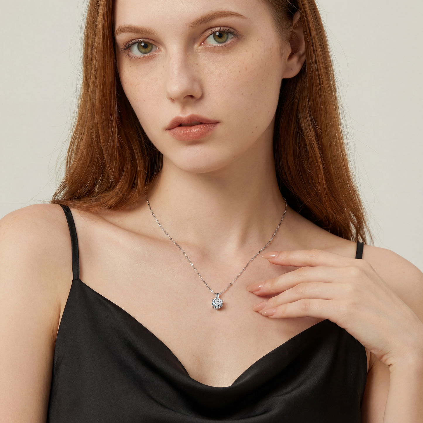 1 Carat Moissanite Pendant for women 925 Sterling Silver Hammered Chain