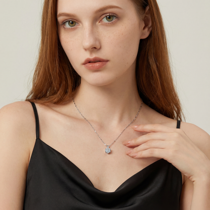 1 Carat Moissanite Pendant for women 925 Sterling Silver Hammered Chain