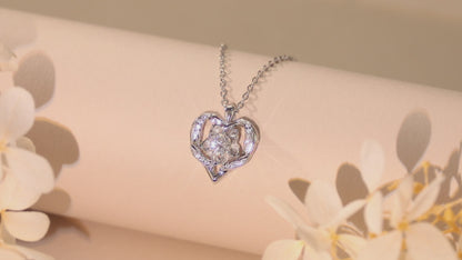 callalove Moissanite Heart Floral Necklace for Women