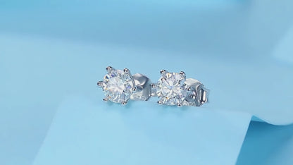 Moissanite Silver Stud Earrings Solitaire