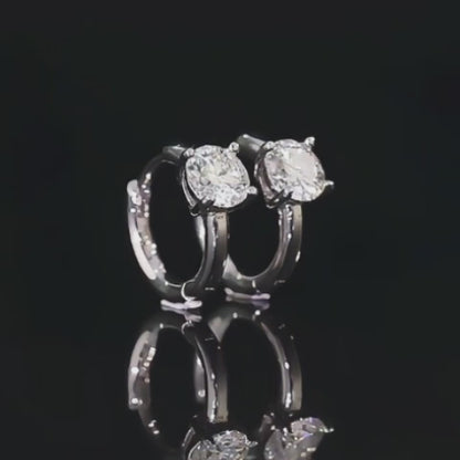 1 Carat D Color Moissanite Hoop Earrings for Women