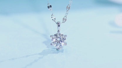 1 Carat Moissanite Pendant for women 925 Sterling Silver Hammered Chain