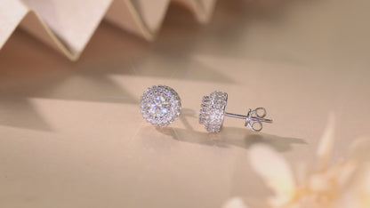 Callalove Moissanite Halo Stud Earrings for Women, 1CTTW Round Cut D Color VVS1 Moissanite