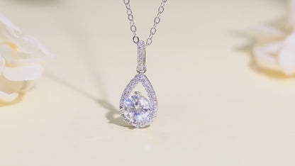 Waterdrop Moissanite Pendant Necklace for Women, 1 Carat Solitaire