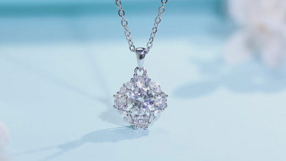 1CT Moissanite Pendant Necklaces for Women, 925 Silver Necklace Jewelry for Women