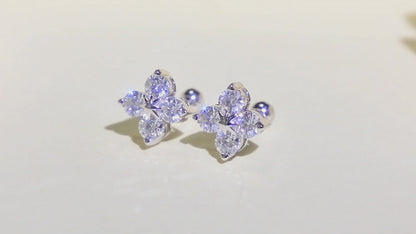 Clover Moissanite Stud Earrings for Women Men