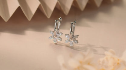 Callalove Moissanite Huggie Hoop Earrings for Women 1-2 Carat Dangle Design with Pavé Accents