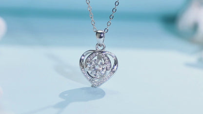 1 Carat Moissanite Heart Necklace for Women