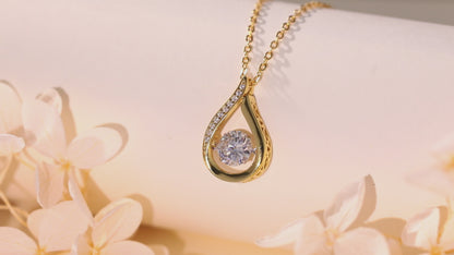 Moissanite Pendant Gold Necklace for Women, 1 Carat Moissanite Stone, Waterdrop Pendant, 14K Gold Plated 925 Sterling Silver Chain,