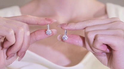 4.0 Carat (2*2) D color Moissanite Hoop Earrings for Women 925 Sterling Silver Earrings