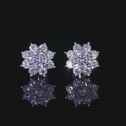 0.5 Carat Sparkling Sunflower Stud Earring - Moissanite Earrings for Women & Men