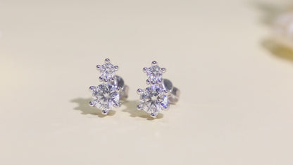 Moissanite Stud Earrings for Women 2-Stone Graduated 0.6ct & 0.3ct Prong Design