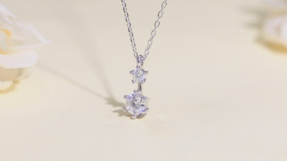 2-Stone Graduated Moissanite Pendant Necklace for Women