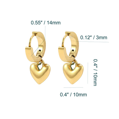 18K Gold Plated Solid Heart Pendant Necklace Bracelet Earring Set