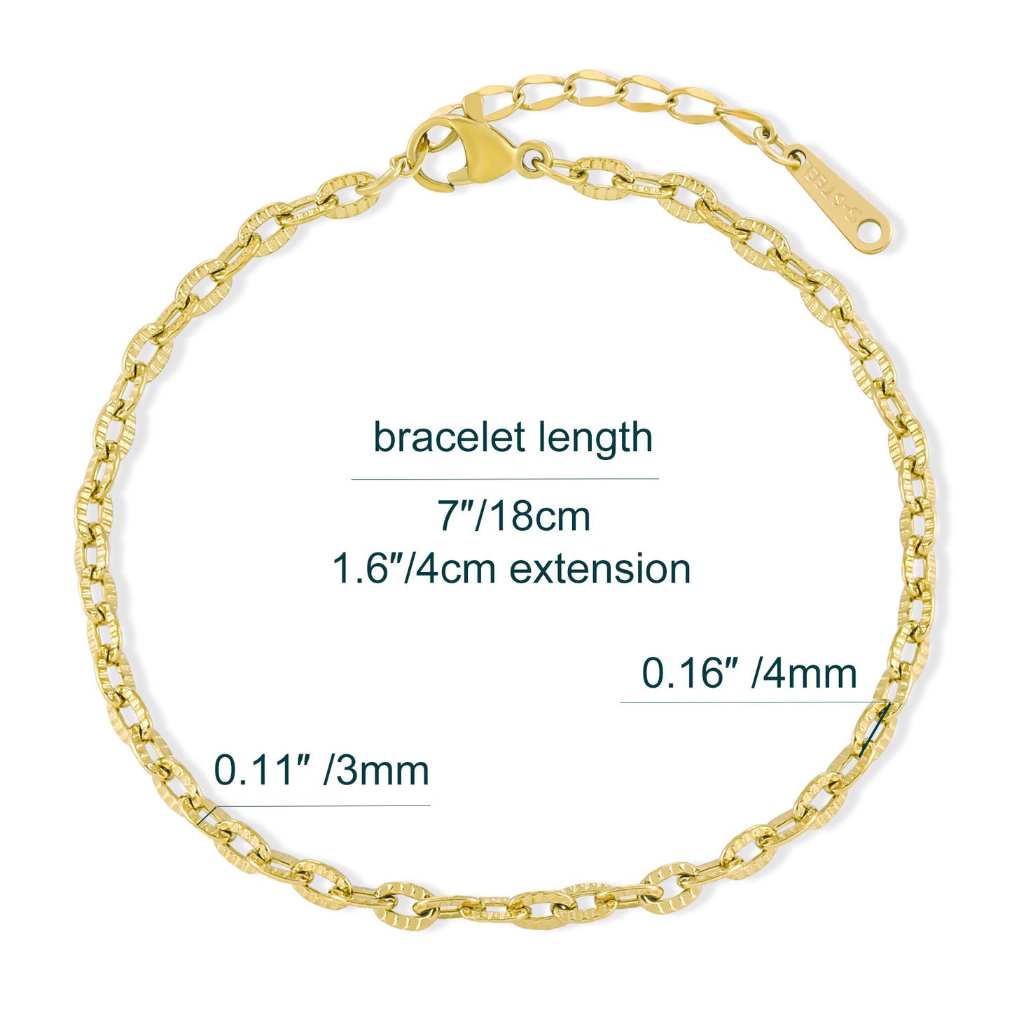 callalove 14K Gold Plated Thin Cable Chain Bracelet for Women - Waterproof Tarnish Free 7''